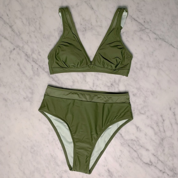 NWT Cupshe khaki bikini with mesh details size Small - Picture 2 of 8